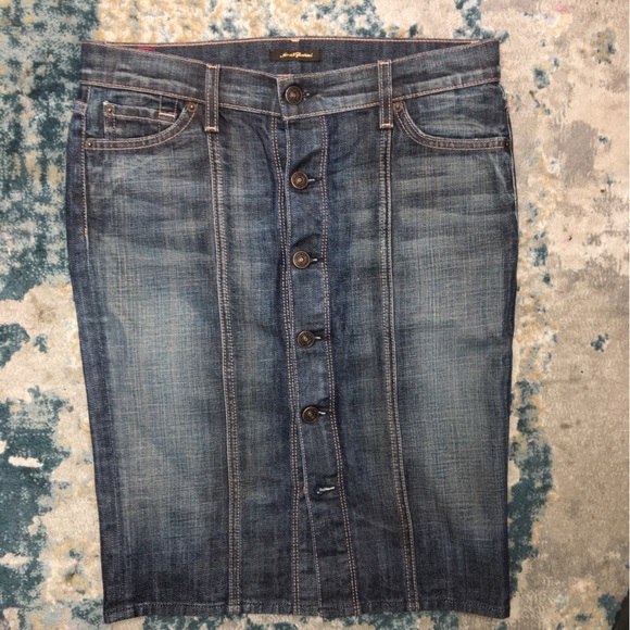 7 for all mankind button down denim skirt Jean skirt NWOT size 26 - Picture 3 of 8